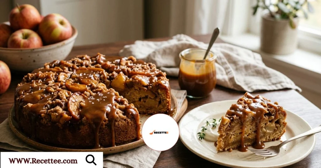 gâteau aux pommes et caramel beurre salé